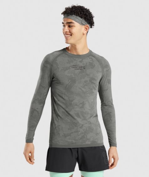 Koszulki Gymshark Steve Cook Long Sleeve Seamless Męskie Szare | PL 546KTD